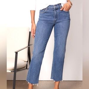 Loft High Waist Straight Crop Raw Hem Jeans Sz29 Sz8